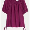 Блуза с лен с къси ръкави Marks  Spencer