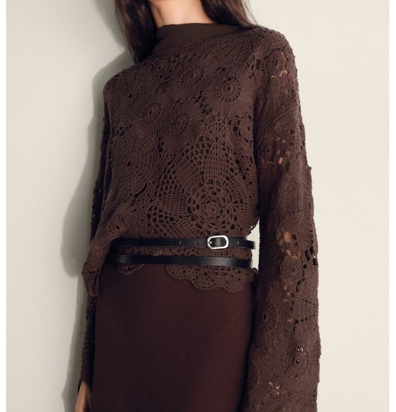 Блуза с памук и кроше Mango