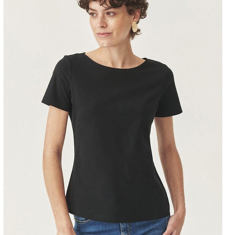 Блуза с памук с овално деколте Tatuum