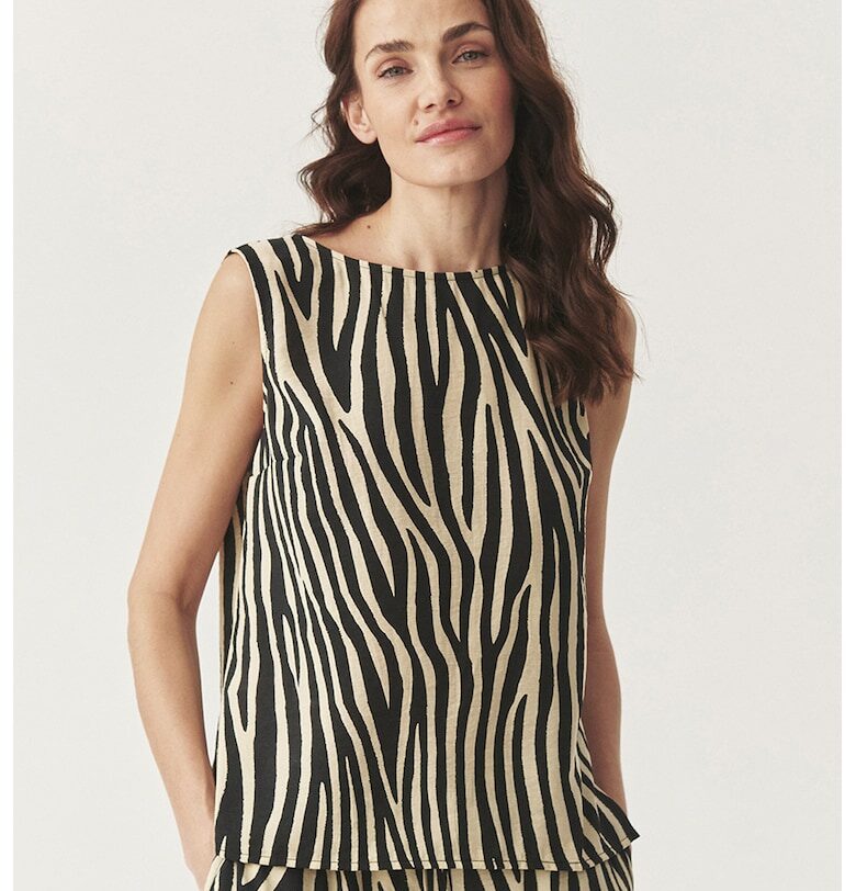 Блуза с принт - Слонова кост - Черен - Tatuum