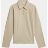 Блуза с яка и къс цип Marks  Spencer