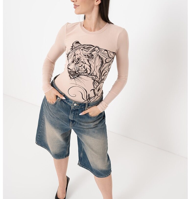 Боди с овално деколте и графична шарка GUESS