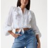 Бродирана риза с преден възел и дипли GUESS