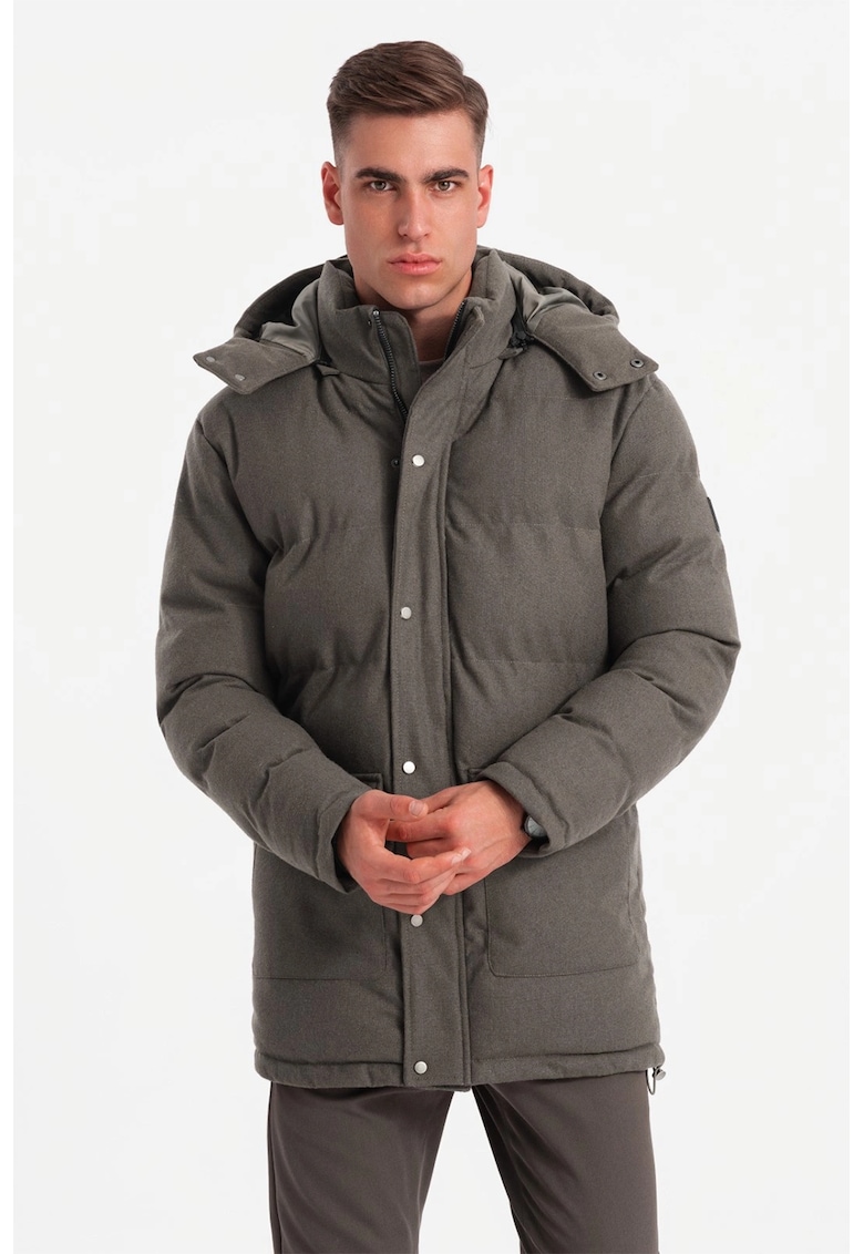 Ватирано зимно яке с вълна с качулка OMBRE