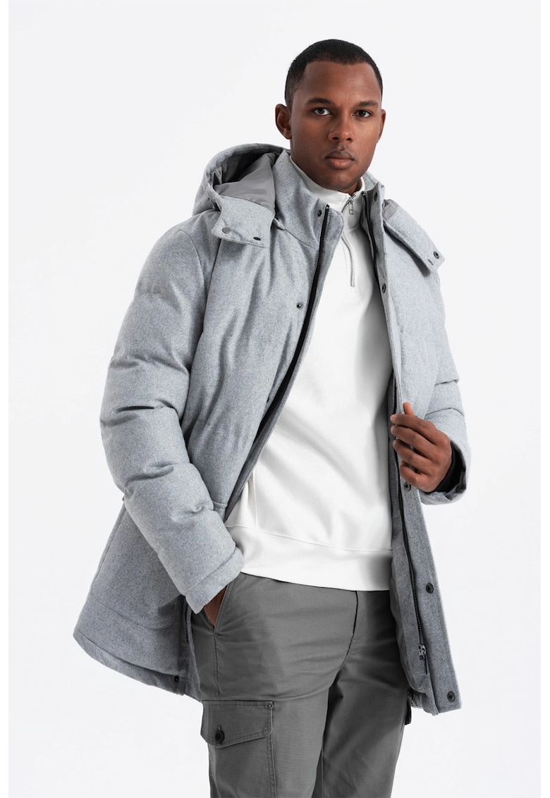 Ватирано зимно яке с вълна с качулка OMBRE