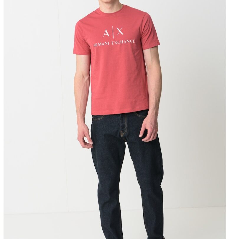 Вталена памучна тениска с лого ARMANI EXCHANGE