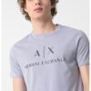 Вталена памучна тениска с лого ARMANI EXCHANGE