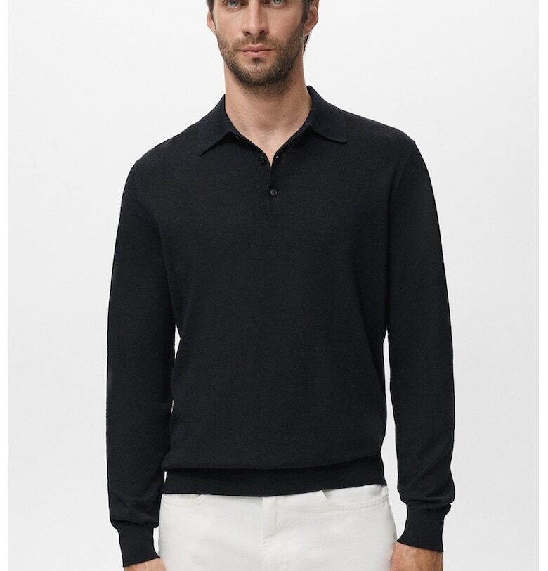 Вълнена фина блуза с яка Mango