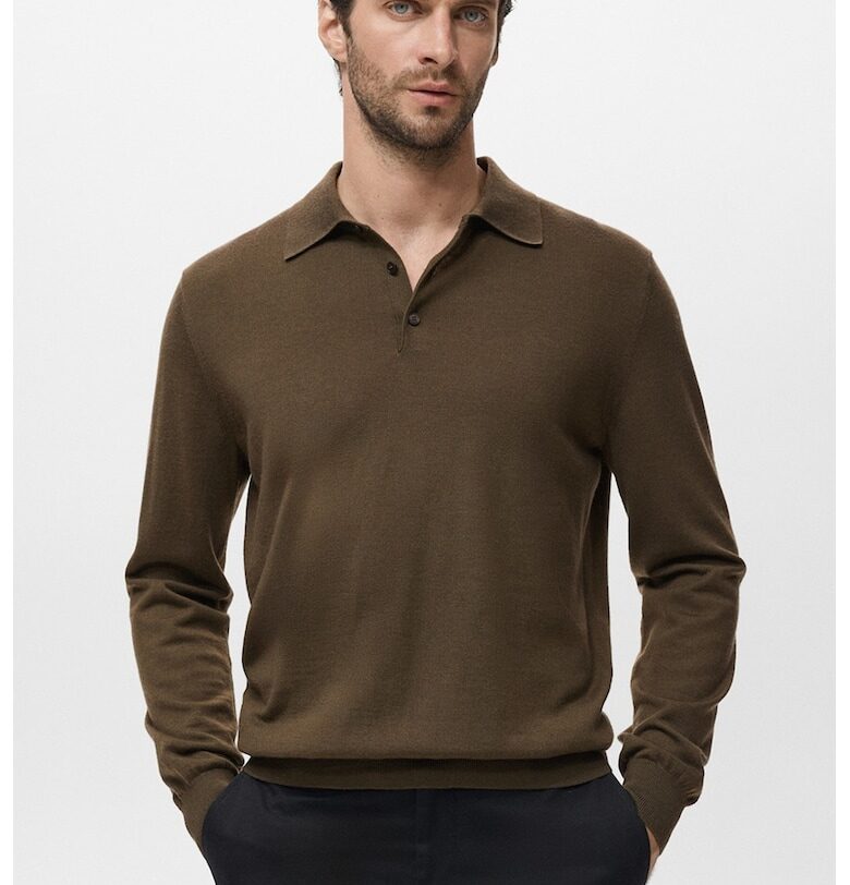 Вълнена фина блуза с яка Mango