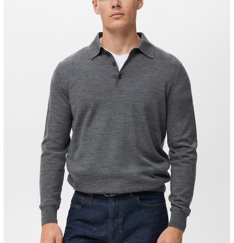 Вълнена фина блуза с яка Mango