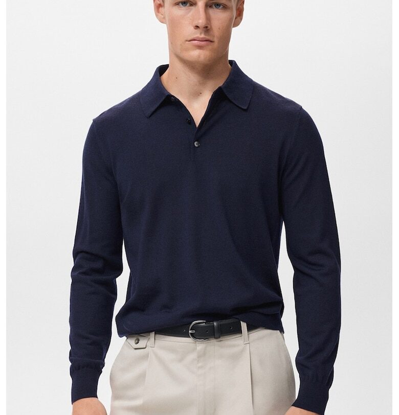 Вълнена фина блуза с яка Mango