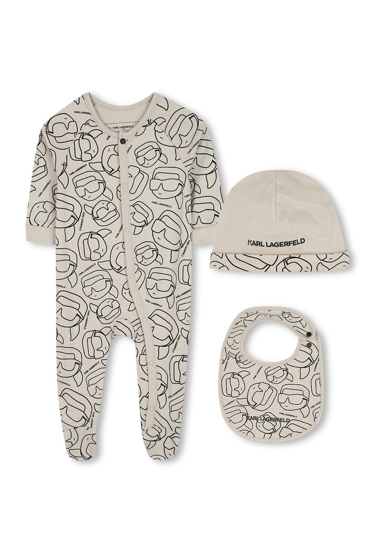 Гащеризон с лого - шапка и лигавник - 3 части KARL LAGERFELD KIDS