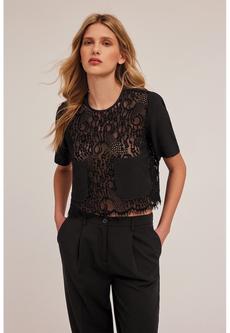 Дантелена блуза с джобове Motivi