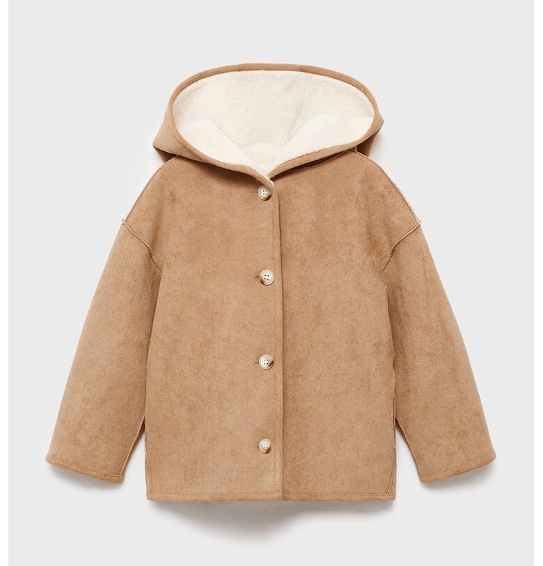 Двулицево плюшено яке с качулка Mango