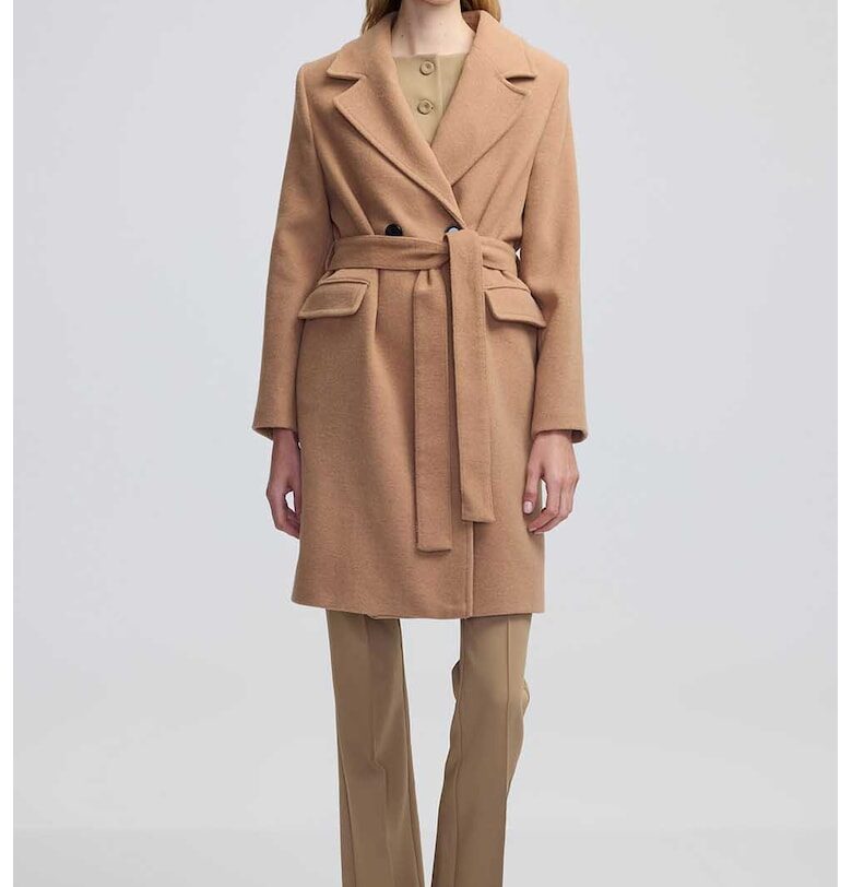 Двуредно дълго палто с вълна Ipekyol