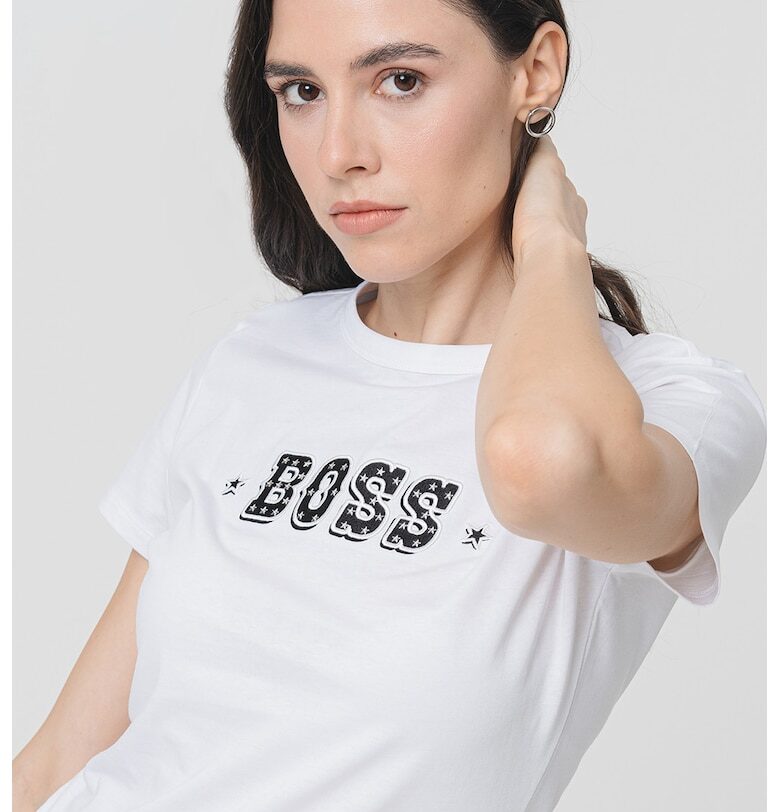 Десенирана памучна тениска BOSS