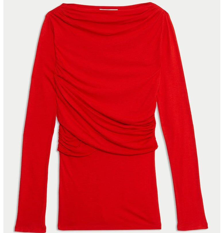 Драпирана блуза с коприна Marks  Spencer