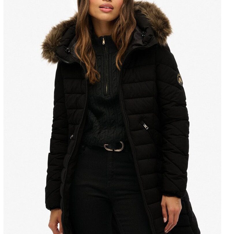 Дълго зимно яке Fuji с качулка SUPERDRY
