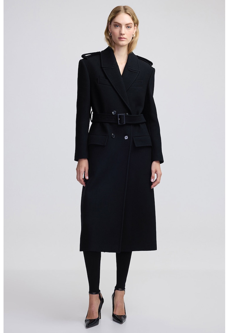 Дълго палто с вълна с колан Ipekyol