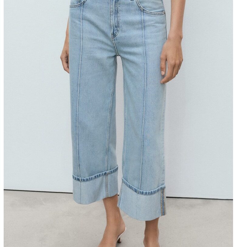 Дънки 3/4 с широк крачол Mango