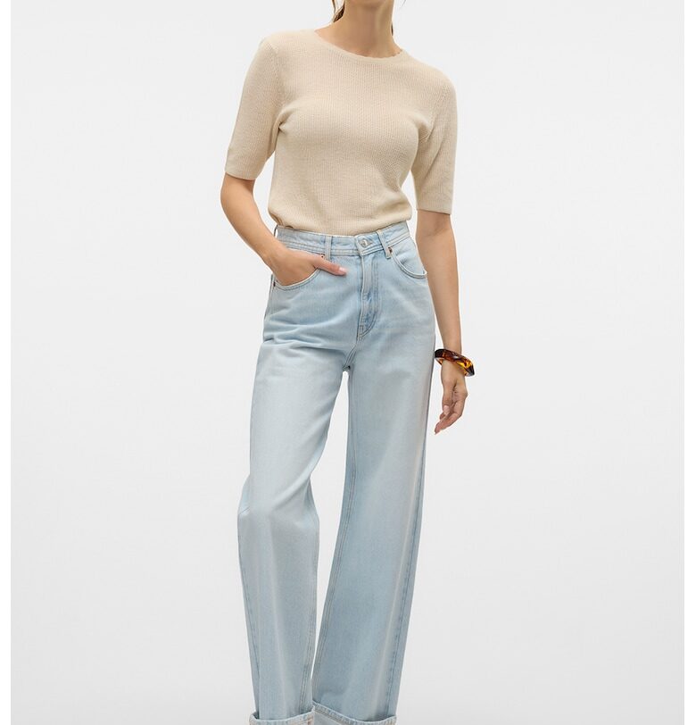 Дънки с висока талия и захабен ефект Vero Moda