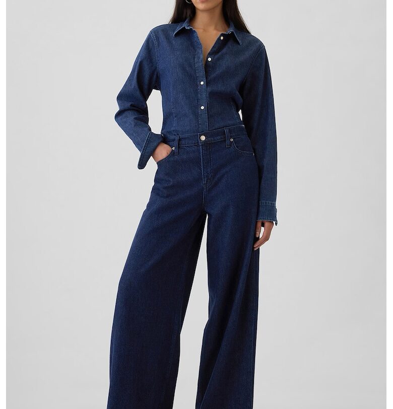 Дънки с лен с широк крачол GAP