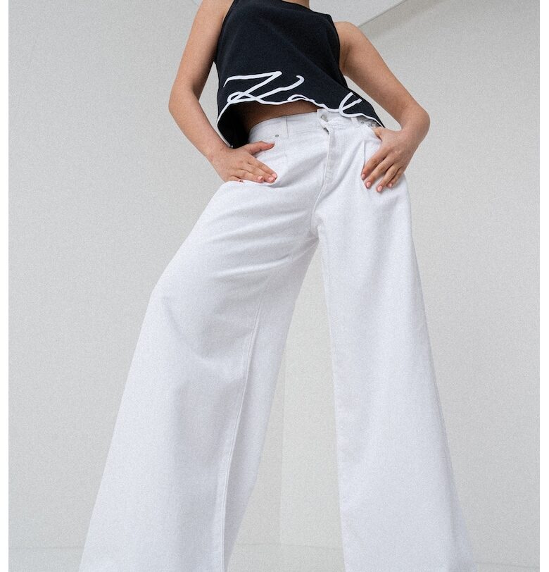 Дънки с широк крачол и висока талия Karl Lagerfeld