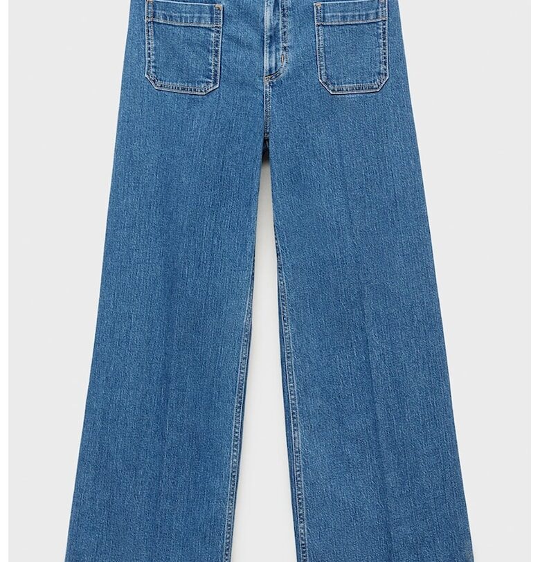 Дънки с широк крачол и висока талия Mango