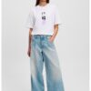 Дънки с широк крачол и захабен ефект KARL LAGERFELD JEANS