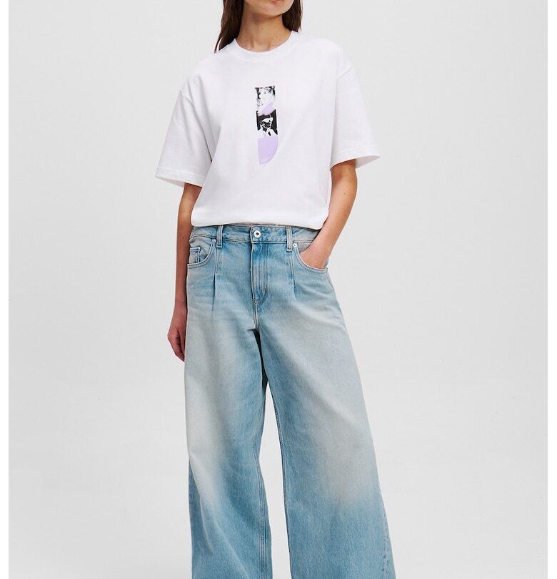 Дънки с широк крачол и захабен ефект KARL LAGERFELD JEANS