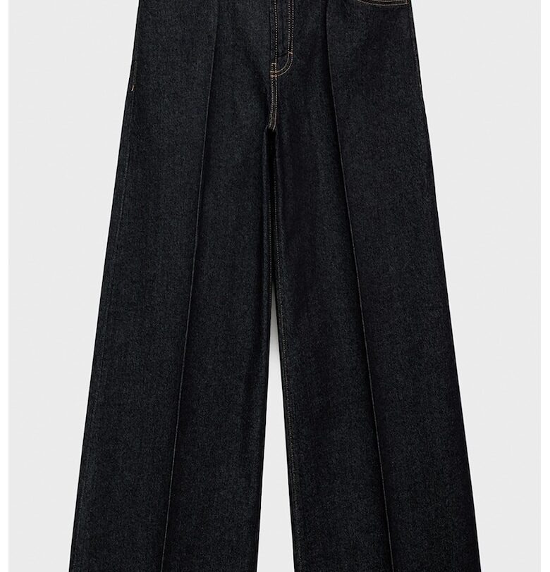 Дънки с широк крачол и контрастни шевове Mango