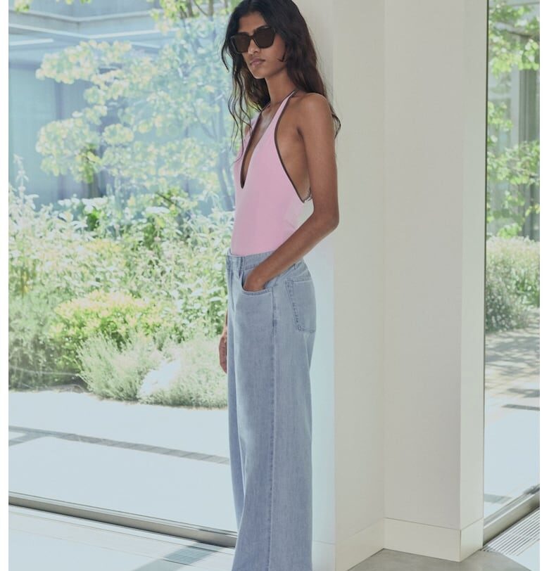 Дънки с широк крачоли джобове Mango