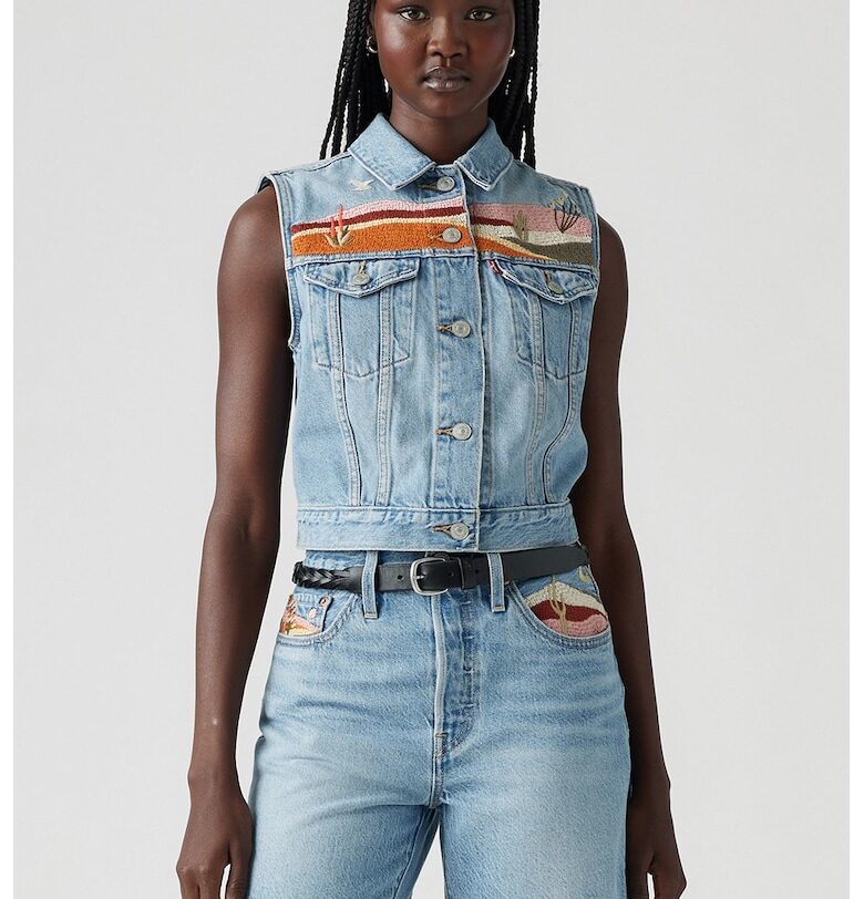 Дънков елек с бродерии Levis