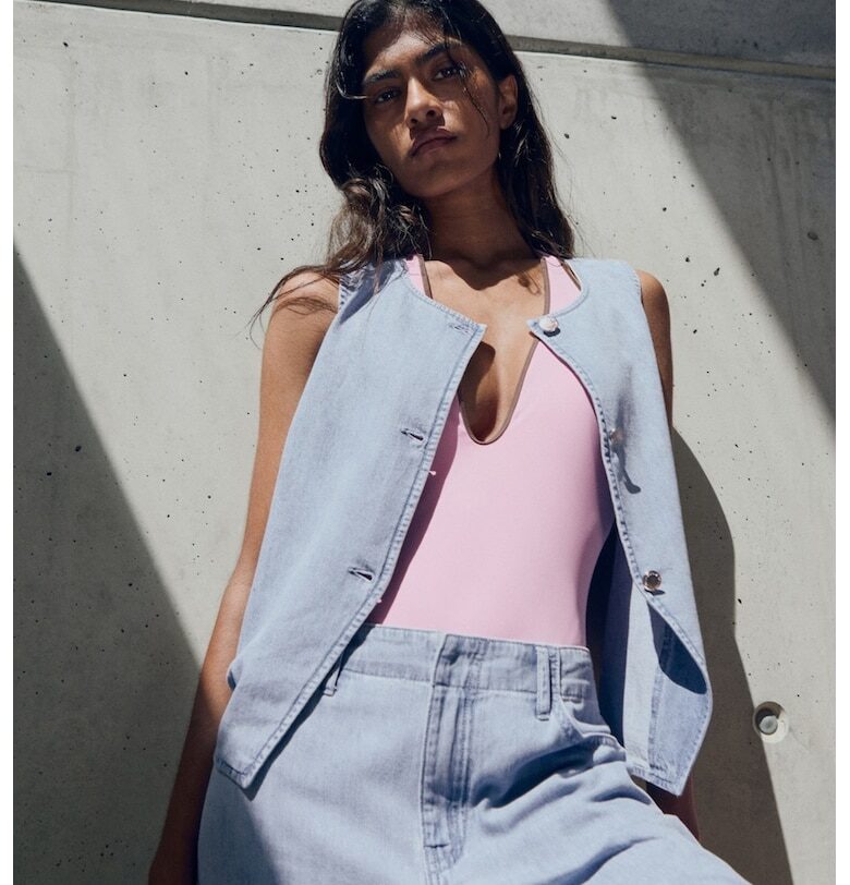 Дънков елек с копчета Mango