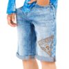 Дънкови бермуди с бродирано лого GUESS KIDS