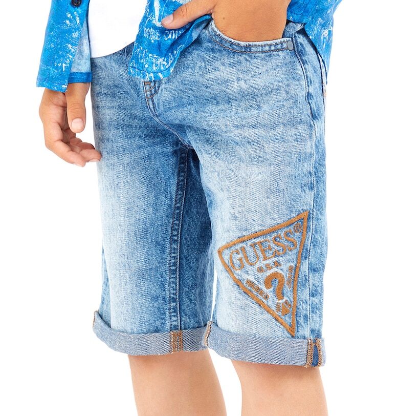 Дънкови бермуди с бродирано лого GUESS KIDS