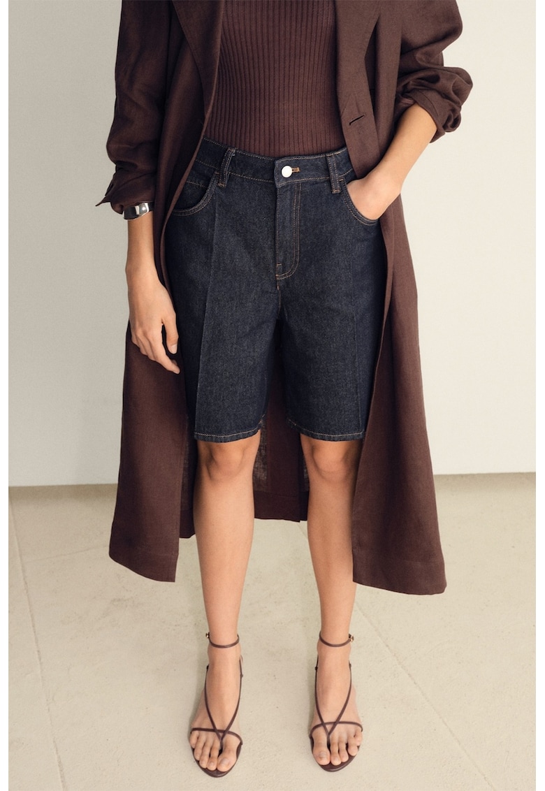 Дънкови бермуди с висока талия Mango