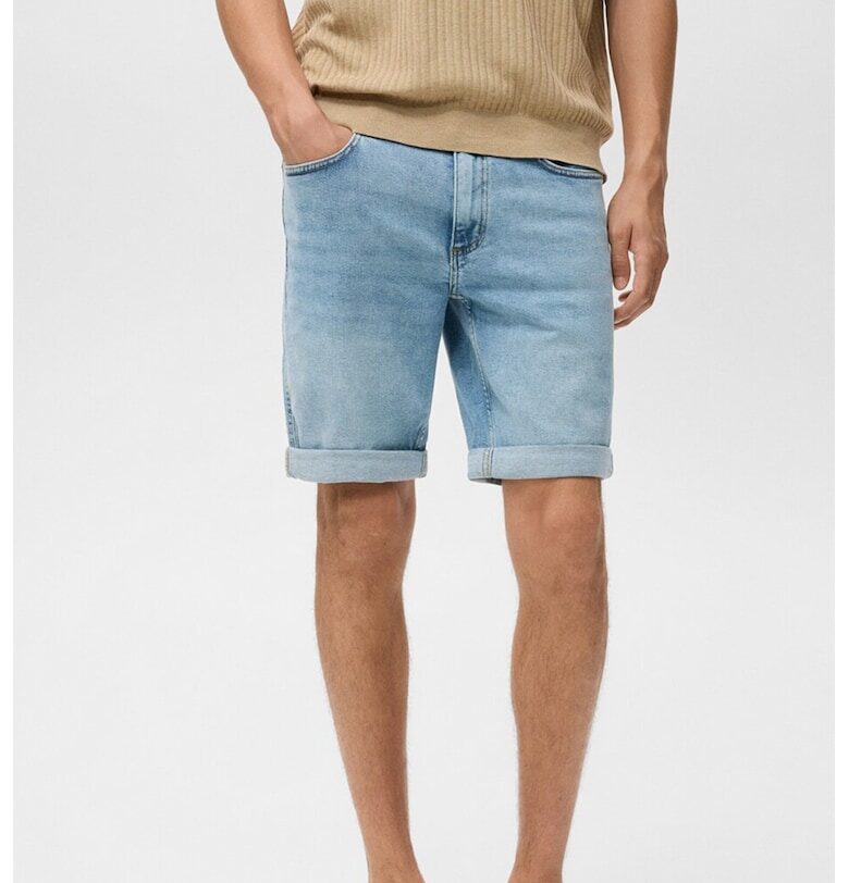 Дънкови бермуди с миди талия Mango