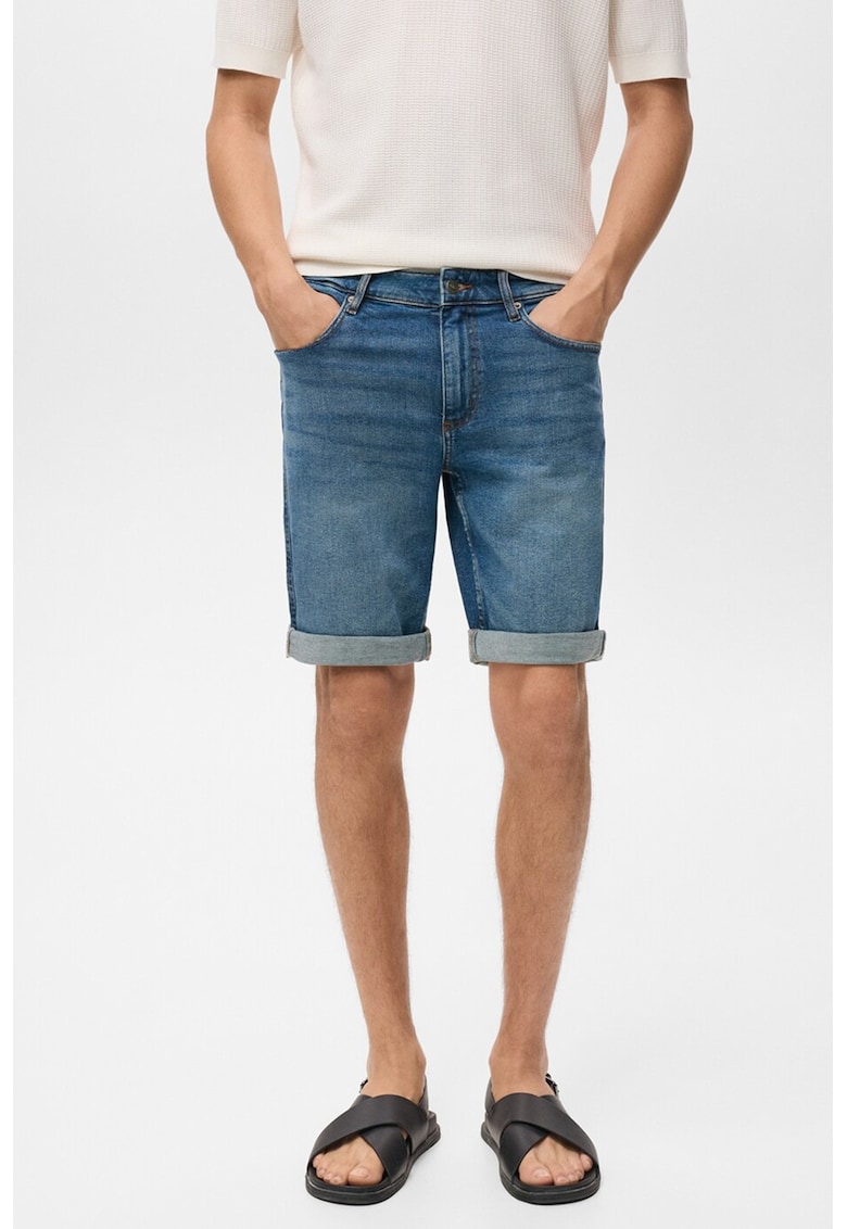 Дънкови бермуди с миди талия Mango