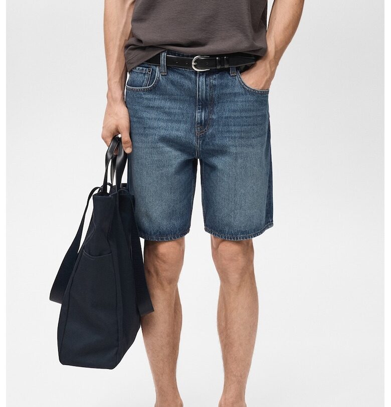 Дънкови бермуди със средна талия Mango