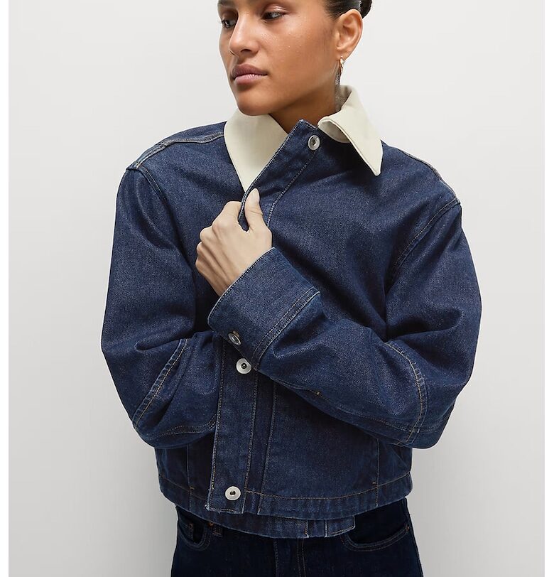 Дънково яке с контрастна яка Marks  Spencer