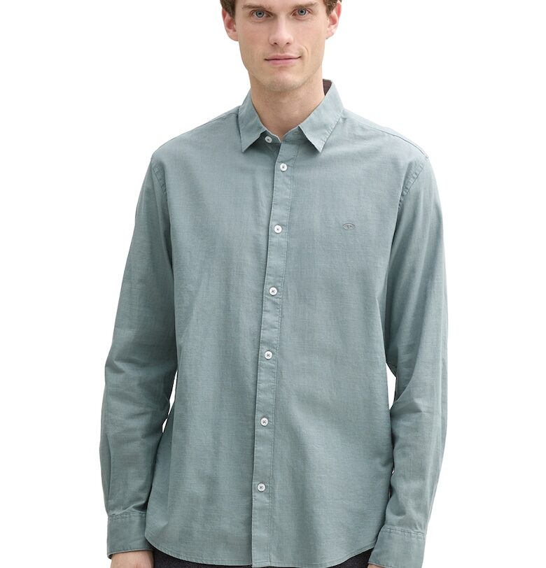 Едноцветна памучна риза Tom Tailor