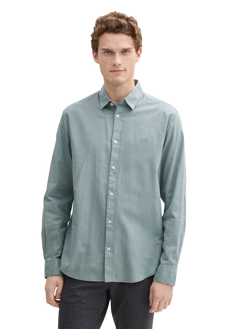 Едноцветна памучна риза Tom Tailor