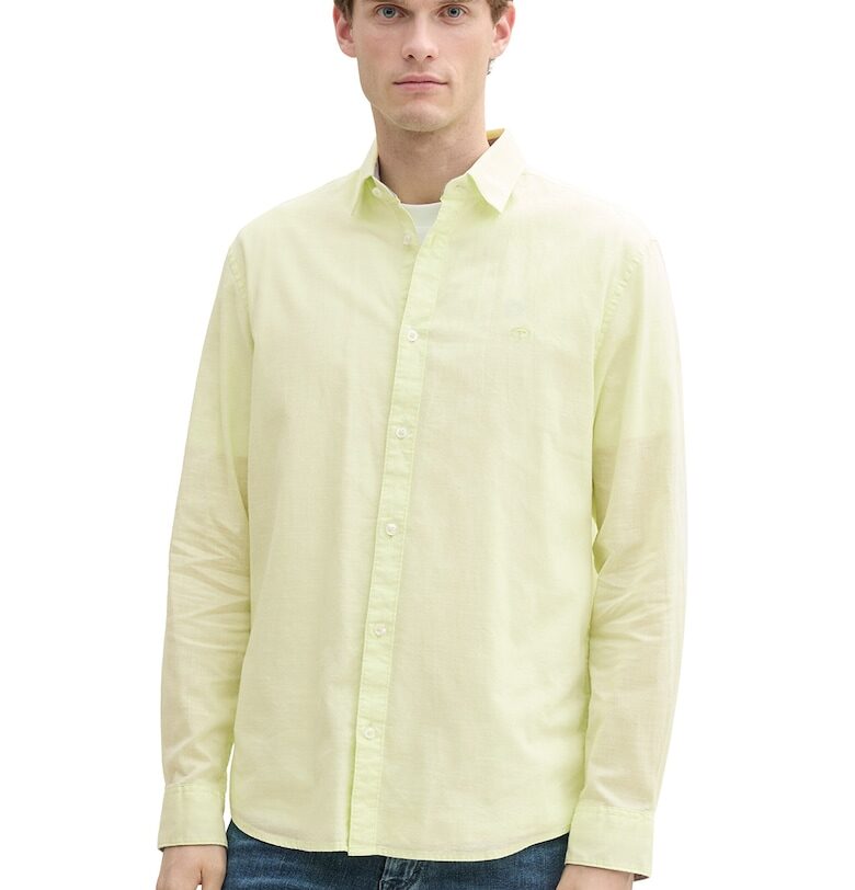 Едноцветна памучна риза Tom Tailor