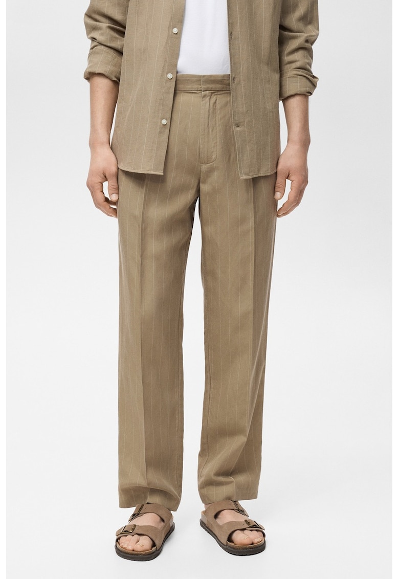 Елегантен панталон с лиосел и лен Mango