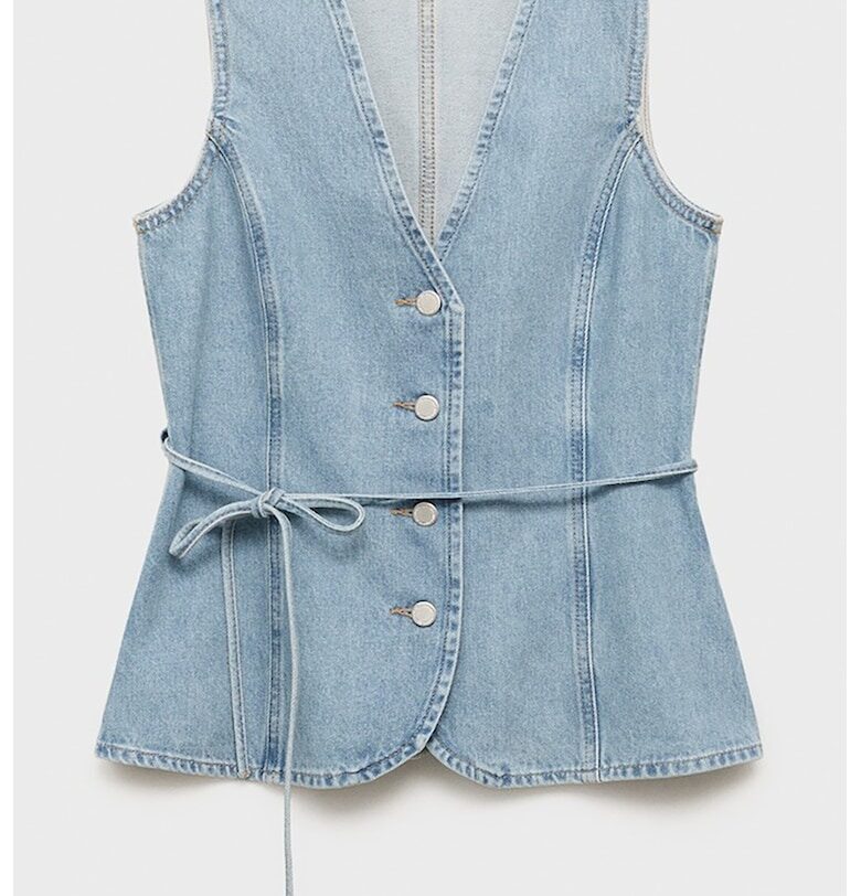 Елек от деним с колан Mango