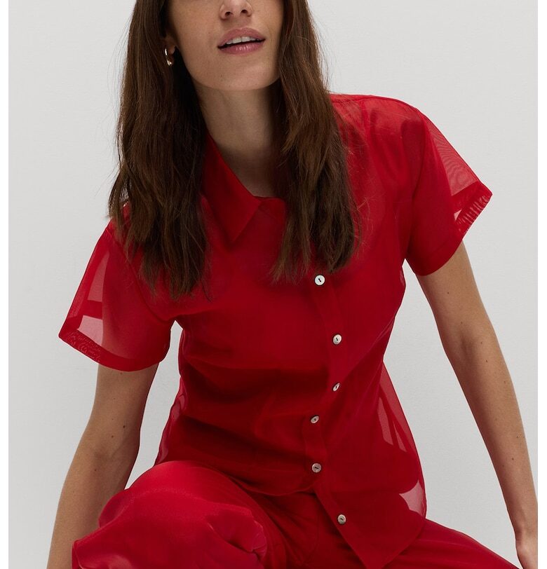 Ефирна риза с къси ръкави Marks  Spencer