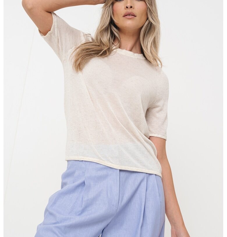 Ефирна тениска с лен Vila