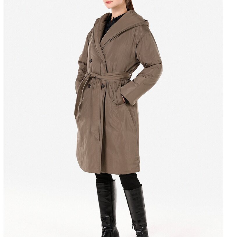 Застъпено двуредно палто с качулка COLINS