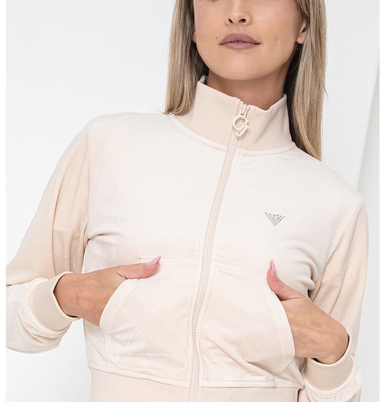 Кадифен суитшърт с цип GUESS